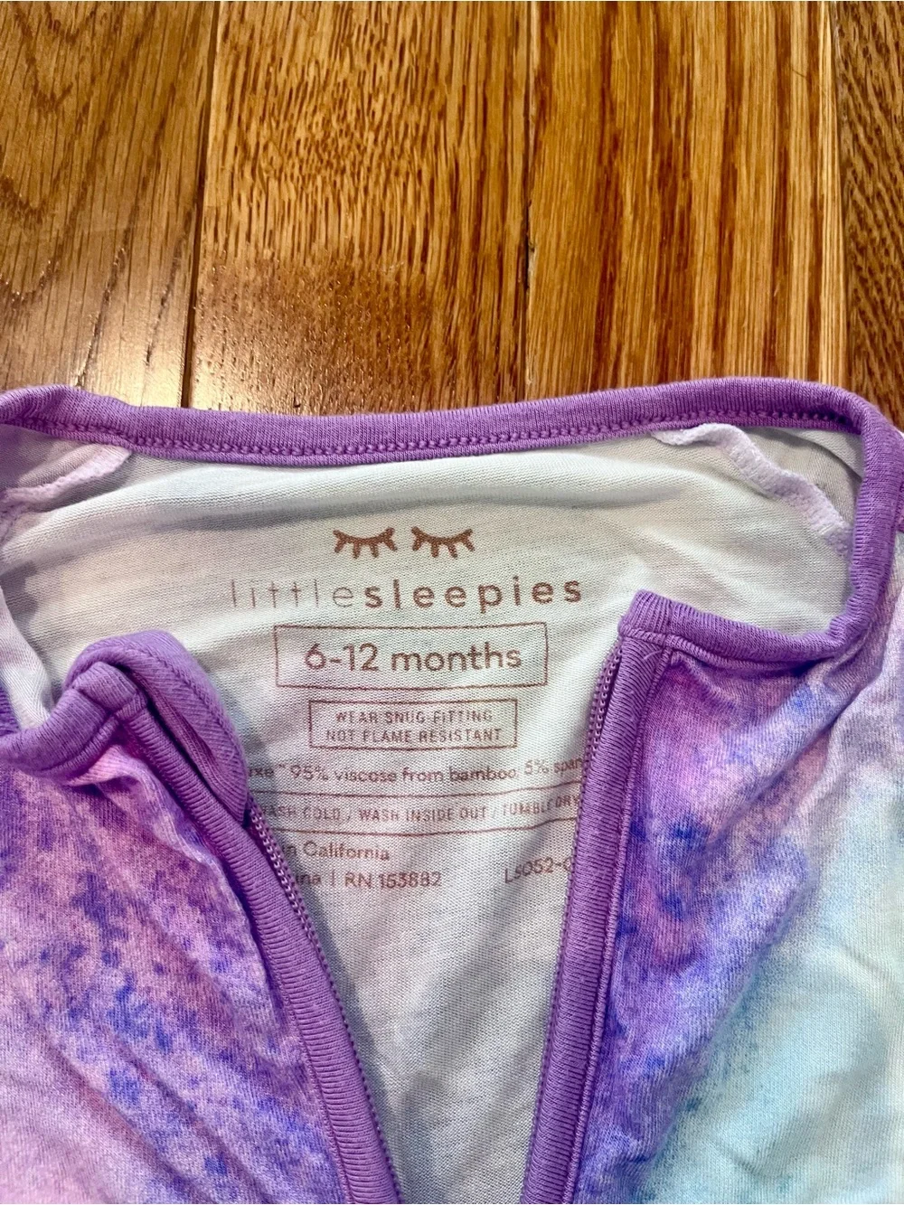 Little Sleepies 6-12 mo Purple Tie Dye Zippy EUC